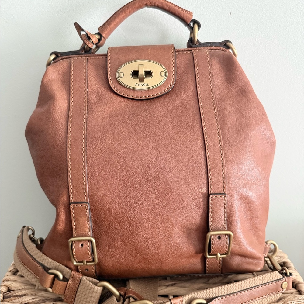 Fossil Brown Leather Backpack